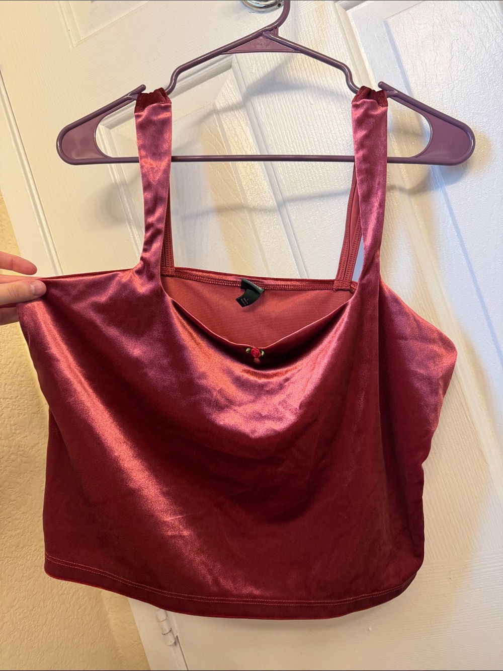 Satin Cowl Neck CropTop - Wine
